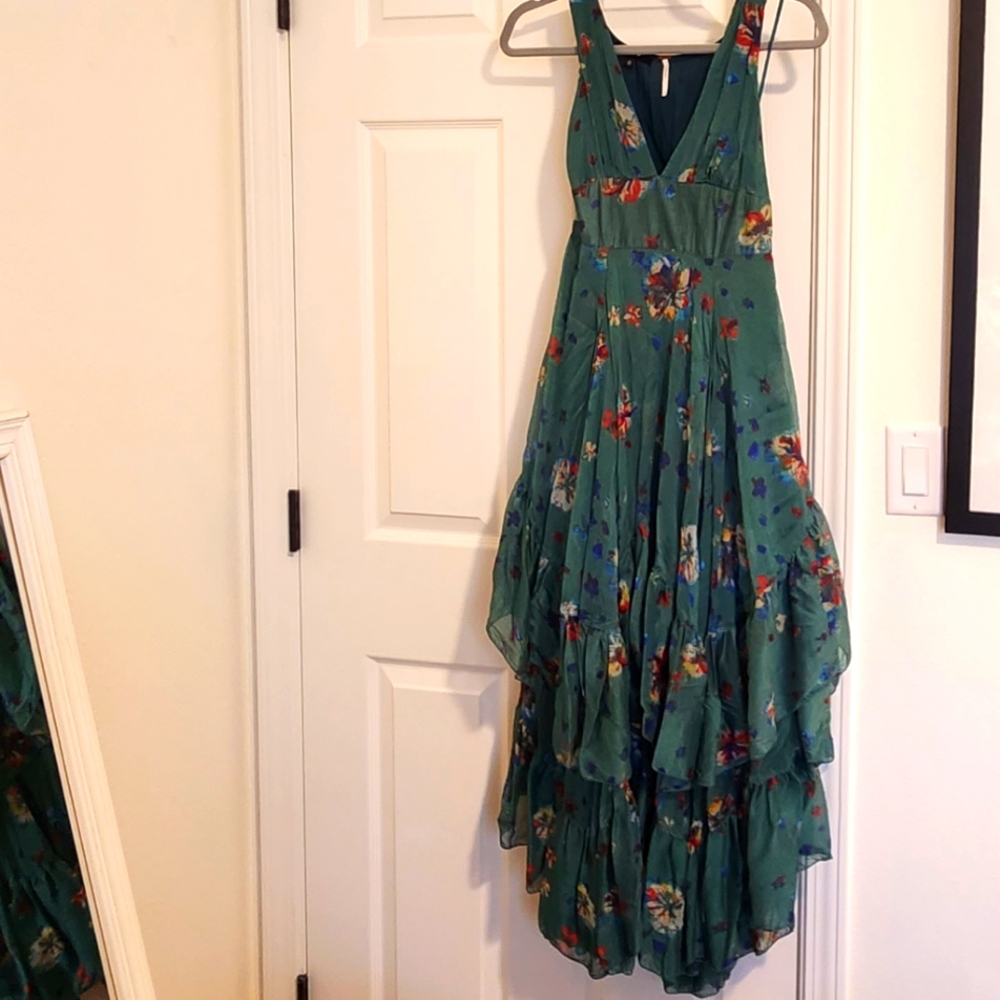 Free People boho midi dress FP feeling floral 🥰 👗 green size 0 xs